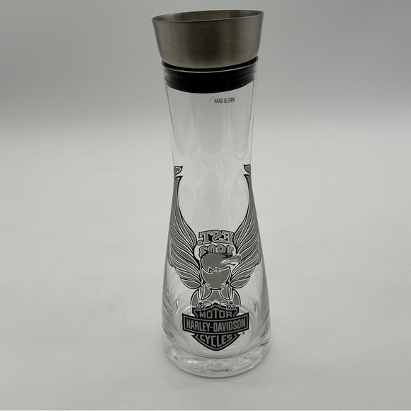 Harley Davidson Eagle & Shield Glass Cocktail Mixer/Hand Blown Glass With Glass - Picture 3 of 13